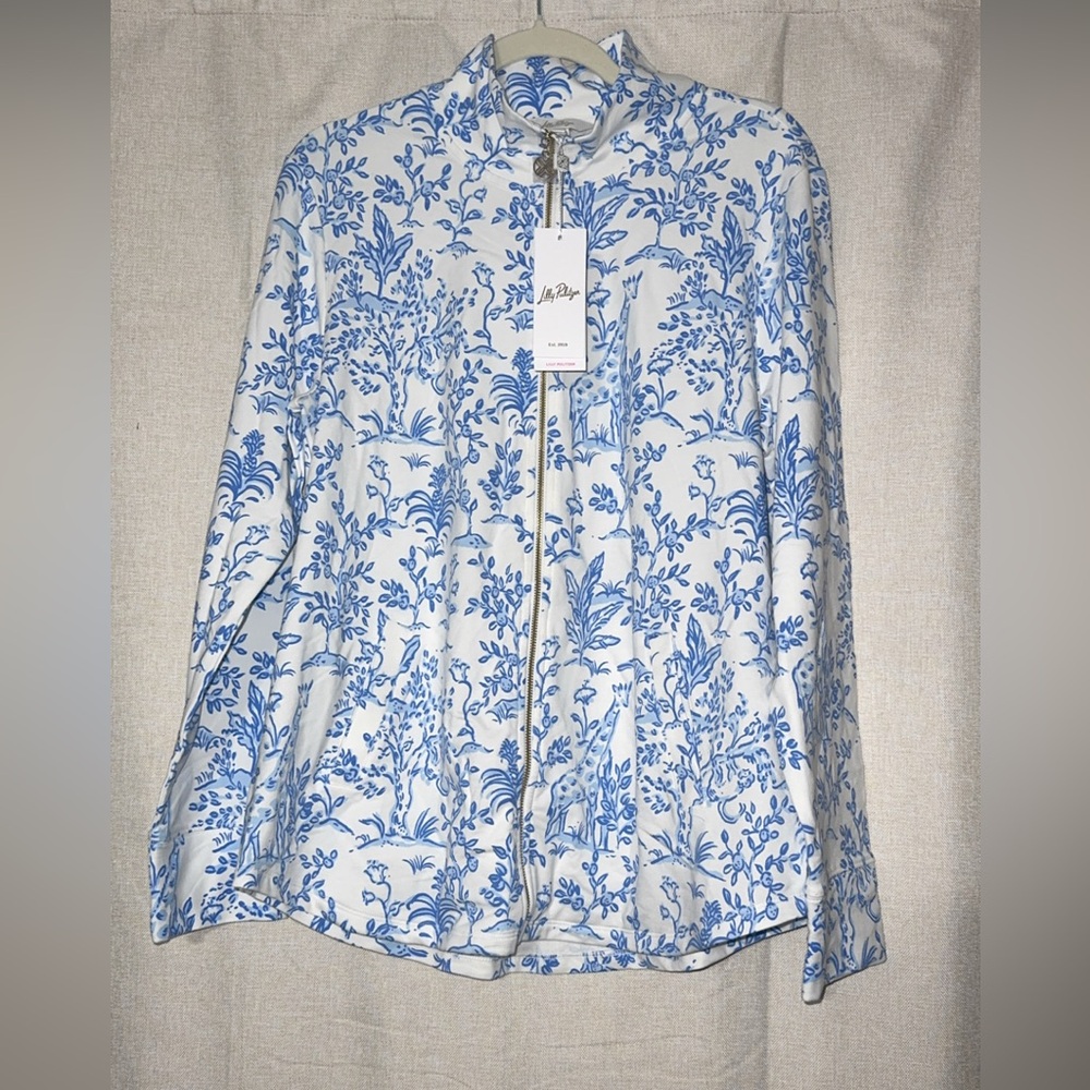 Lilly Pulitzer Blue and White Floral Jacket